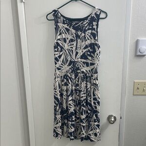 LOFT Navy and Cream Abstract Mini Dress